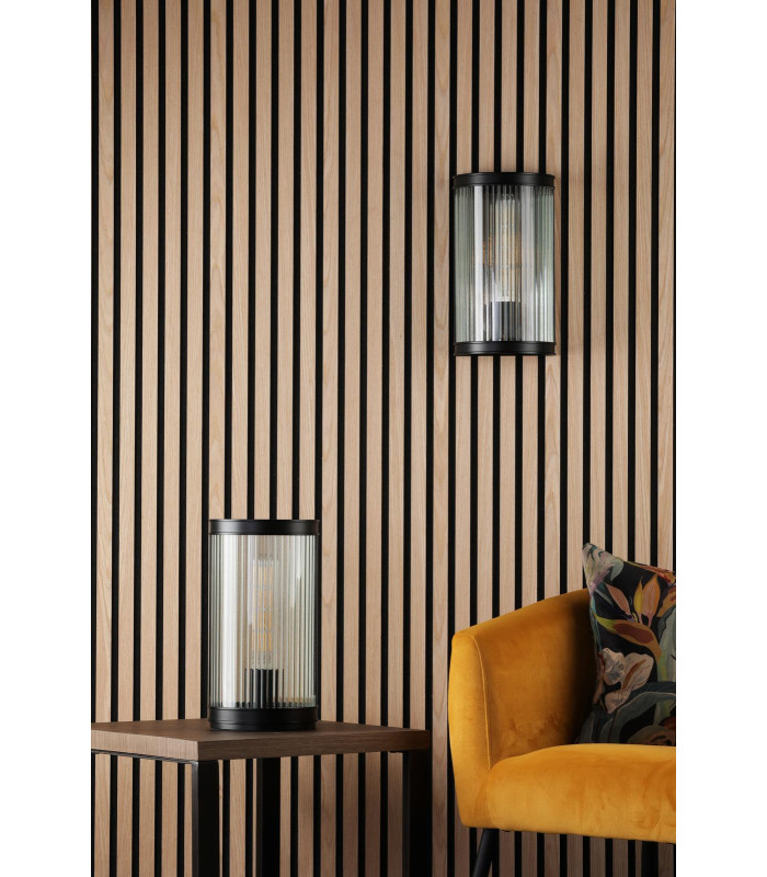 Bianka Wall Light Matt Black and Ribbed Glass-5