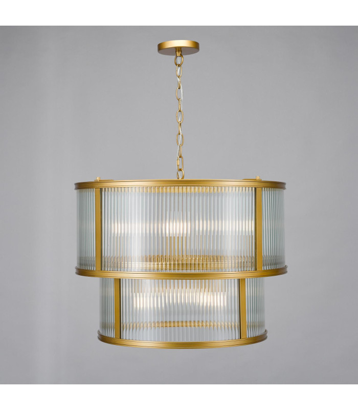 Bianka 6 Light Ceiling Pendant Satin Bronze and Ribbed Glass-7