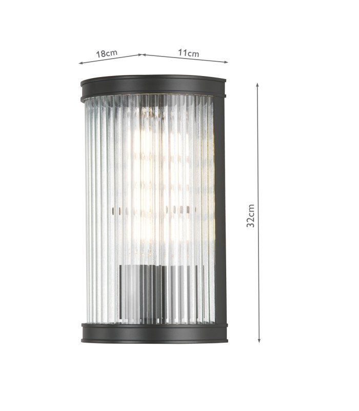 Bianka Wall Light Matt Black and Ribbed Glass-6