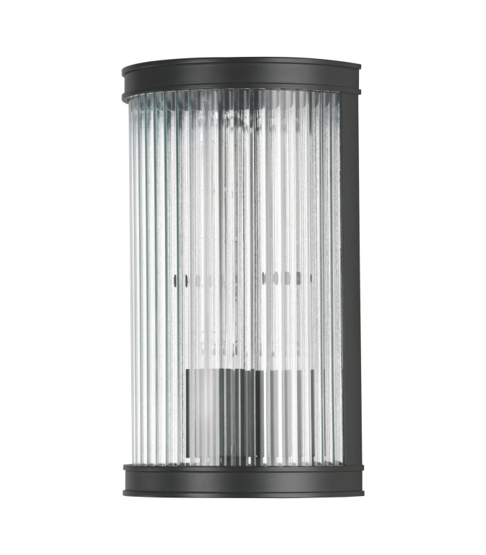 Bianka Wall Light Matt Black and Ribbed Glass-7