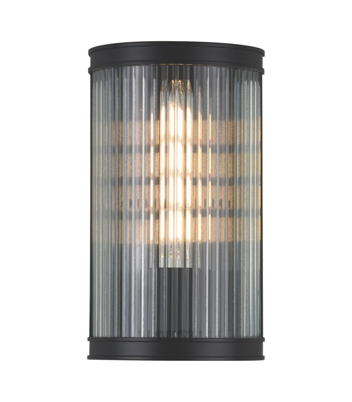 Bianka Wall Light Matt Black and Ribbed Glass-8
