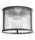 Bianka 3 Light Flush Matt Black and Ribbed Glass-1
