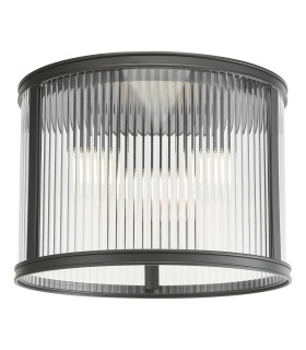 Bianka 3 Light Flush Matt Black and Ribbed Glass-1