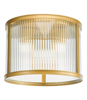 Bianka 3 Light Flush Satin Bronze and Ribbed Glass-1