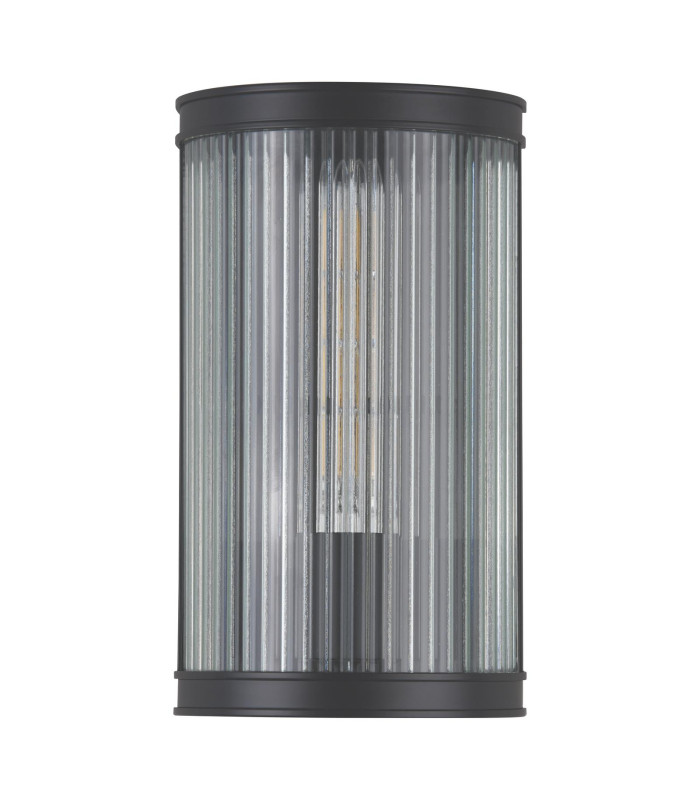 Bianka Wall Light Matt Black and Ribbed Glass-9