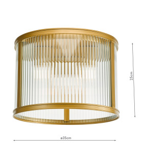 Bianka 3 Light Flush Satin Bronze and Ribbed Glass-2