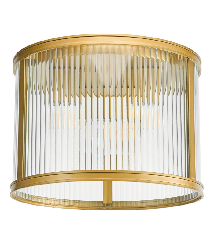 Bianka 3 Light Flush Satin Bronze and Ribbed Glass-3