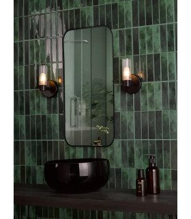 Bolton Bathroom Wall Light Matt Black and Ribbed Glass IP44-2