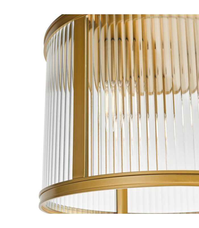 Bianka 3 Light Flush Satin Bronze and Ribbed Glass-4