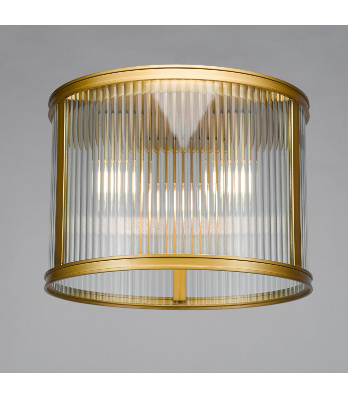 Bianka 3 Light Flush Satin Bronze and Ribbed Glass-5