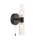 Bolton Bathroom Wall Light Matt Black and Ribbed Glass IP44-1