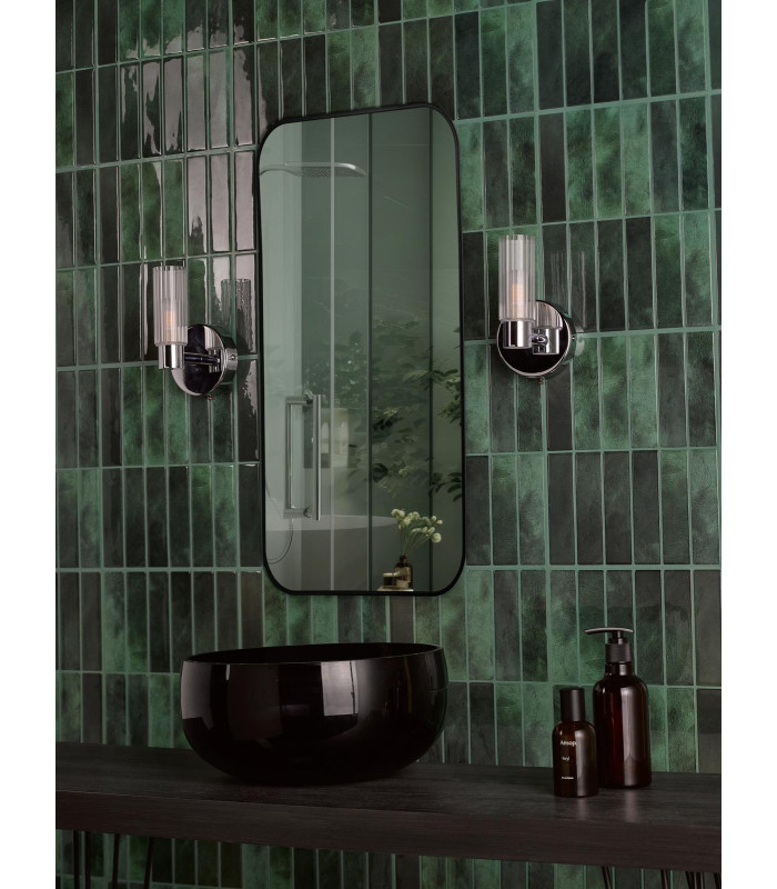 Bolton Bathroom Wall Light Polished Chrome and Ribbed Glass IP44-3
