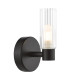 Bolton Bathroom Wall Light Matt Black and Ribbed Glass IP44-6