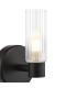 Bolton Bathroom Wall Light Matt Black and Ribbed Glass IP44-7