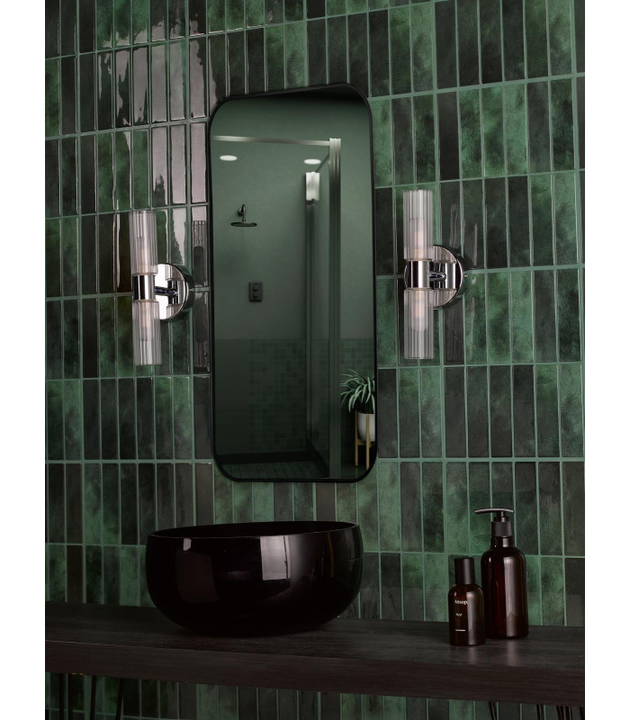 Bolton Bathroom Wall Light Polished Chrome and Ribbed Glass IP44-3