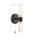 Bolton Bathroom Wall Light Matt Black and Ribbed Glass IP44-4