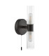 Bolton Bathroom Wall Light Matt Black and Ribbed Glass IP44-5