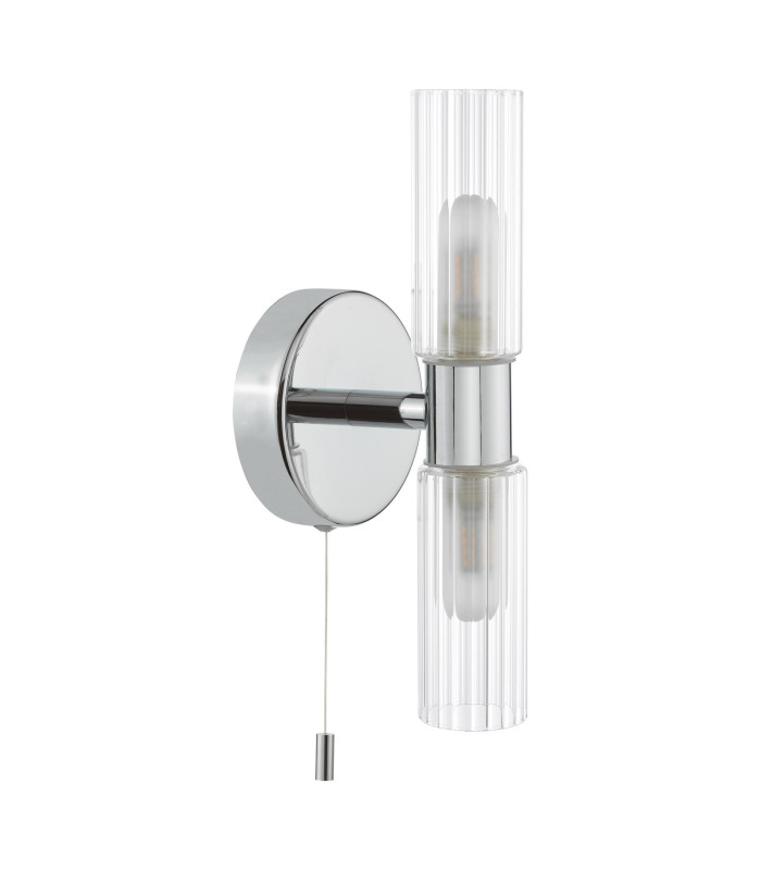 Bolton Bathroom Wall Light Polished Chrome and Ribbed Glass IP44-5