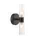 Bolton Bathroom Wall Light Matt Black and Ribbed Glass IP44-6