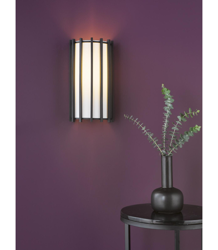 Cagliari Wall Light Matt Black With Ivory Shade-2