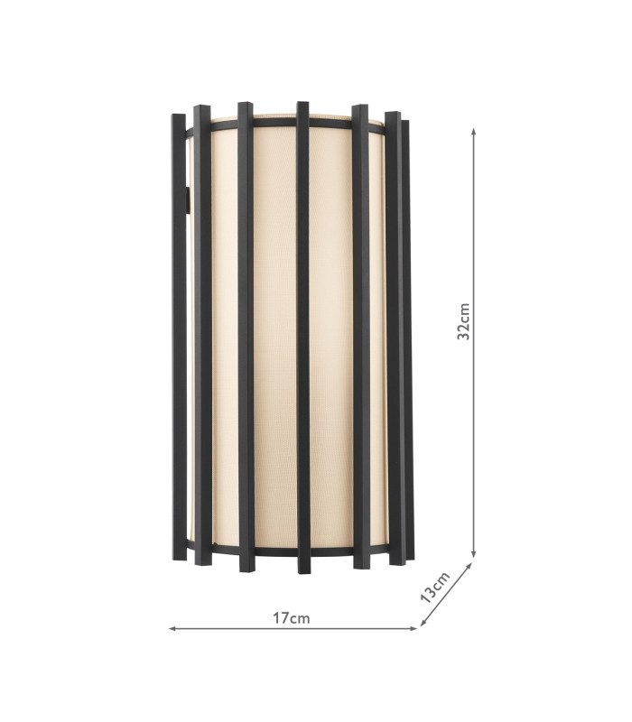 Cagliari Wall Light Matt Black With Ivory Shade-6