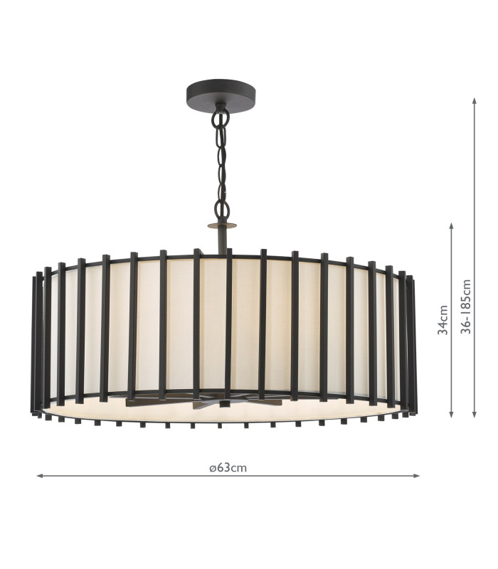 Cagliari 8 Light Ceiling Pendant Matt Black With Shade-4