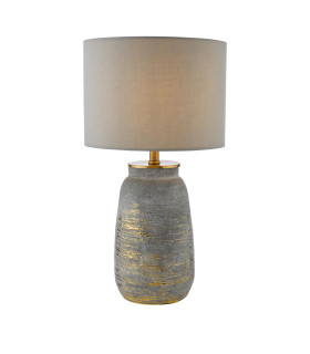 Creon Ceramic Table Lamp Grey and Antique Brassss With Shade-1