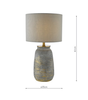Creon Ceramic Table Lamp Grey and Antique Brassss With Shade-2