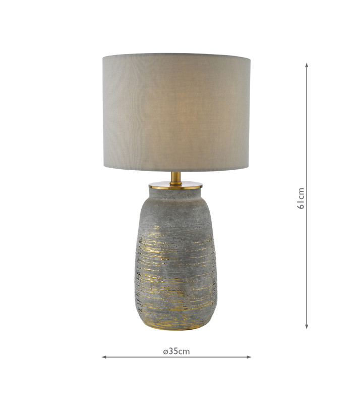 Creon Ceramic Table Lamp Grey and Antique Brassss With Shade-2