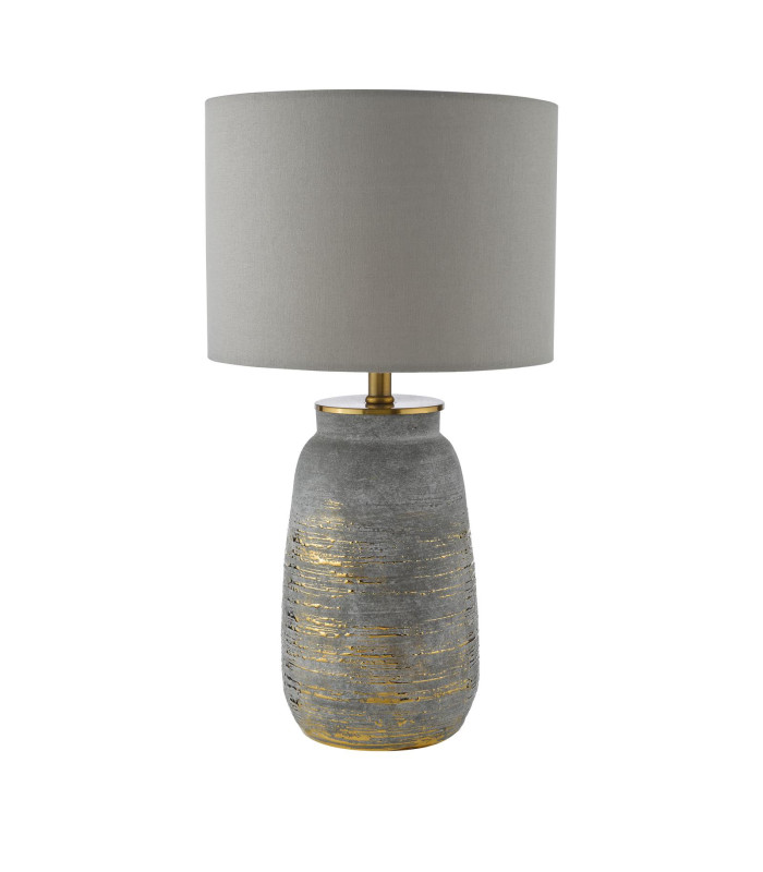 Creon Ceramic Table Lamp Grey and Antique Brassss With Shade-3