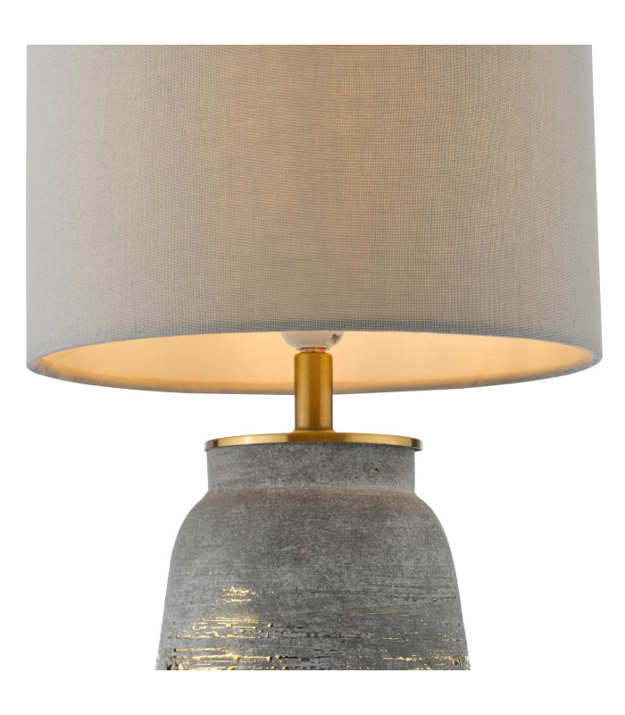 Creon Ceramic Table Lamp Grey and Antique Brassss With Shade-4