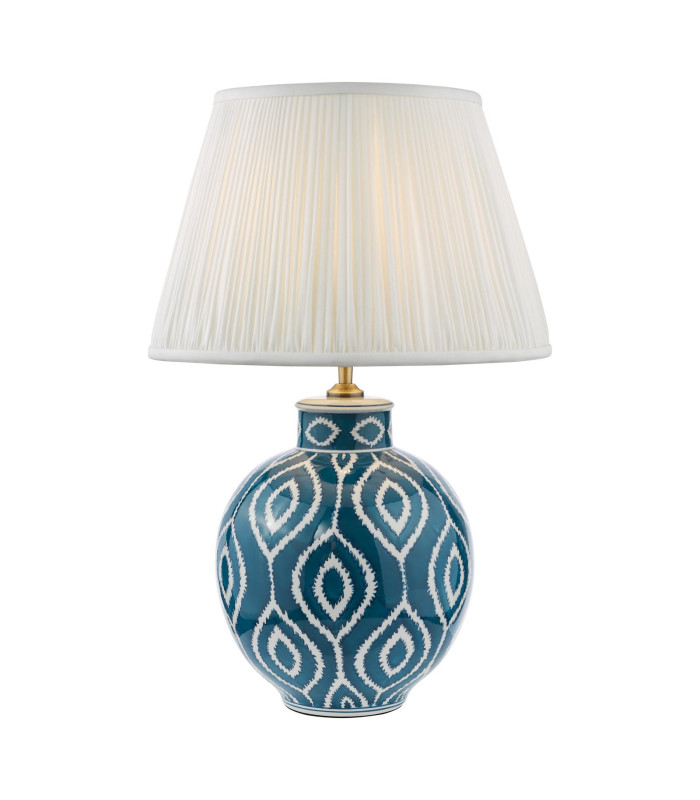 Dakari Table Lamp Blue Ceramic and Antique Brass With Shade-1