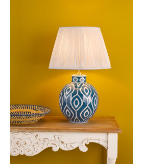 Dakari Table Lamp Blue Ceramic and Antique Brass With Shade-2