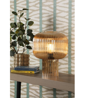 Demarius Table Lamp Amber Ribbed Glass-2