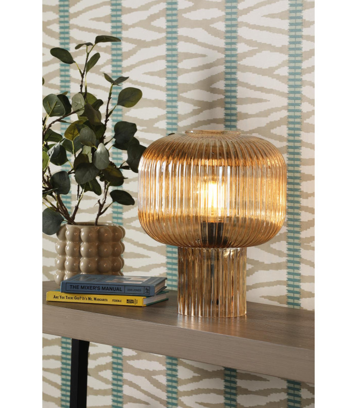 Demarius Table Lamp Amber Ribbed Glass-2