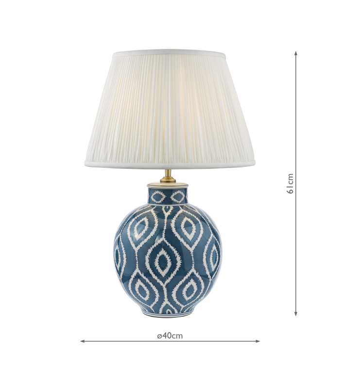 Dakari Table Lamp Blue Ceramic and Antique Brass With Shade-4