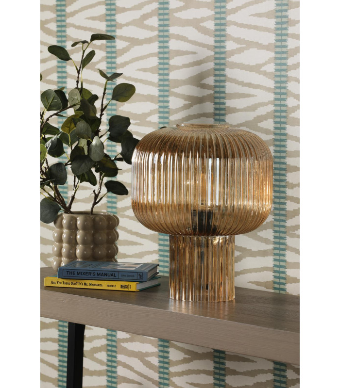 Demarius Table Lamp Amber Ribbed Glass-3