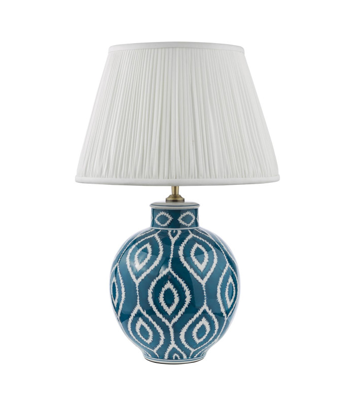 Dakari Table Lamp Blue Ceramic and Antique Brass With Shade-5