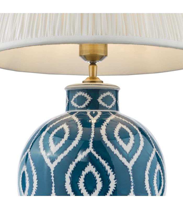 Dakari Table Lamp Blue Ceramic and Antique Brass With Shade-6
