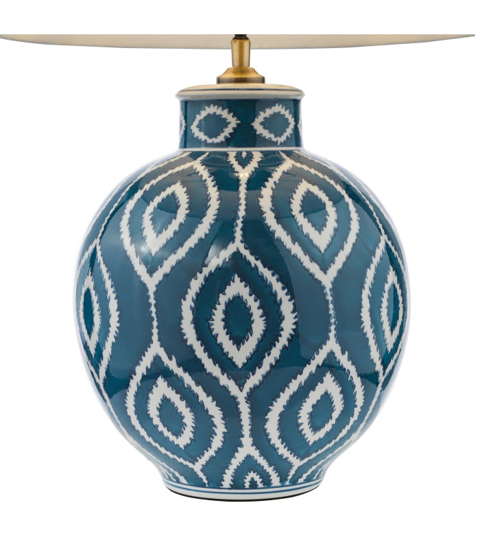 Dakari Table Lamp Blue Ceramic and Antique Brass With Shade-7