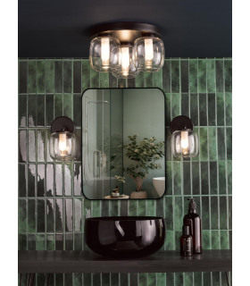 Edaline Bathroom Wall Light Matt Black and Glass IP44-2
