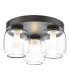 Edaline 3 Light Bathroom Flush Light Matt Black and Glass IP44-1