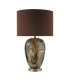 Egas Table Lamp Brown Marble Effect Glass and Antique Brass With Shade-1