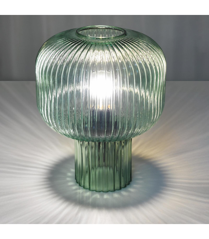 Demarius Table Lamp Green Ribbed Glass-6