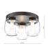 Edaline 3 Light Bathroom Flush Light Matt Black and Glass IP44-4