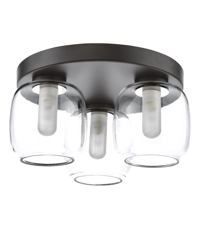 Edaline 3 Light Bathroom Flush Light Matt Black and Glass IP44-5