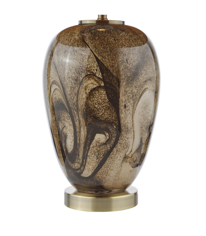 Egas Table Lamp Brown Marble Effect Glass and Antique Brass With Shade-7