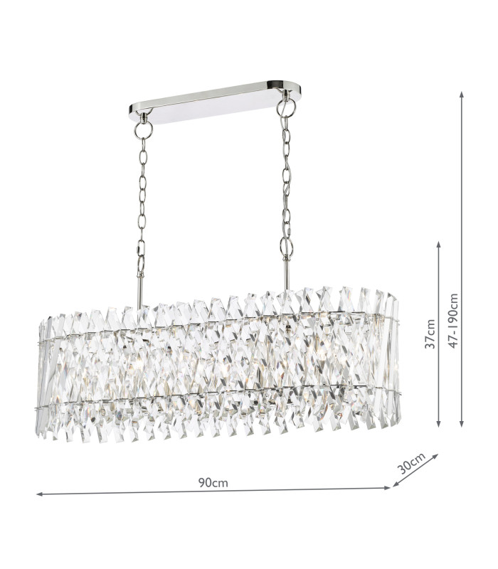 Entwine 10 Light Bar Ceiling Pendant Polished Nickel and Crystal-4