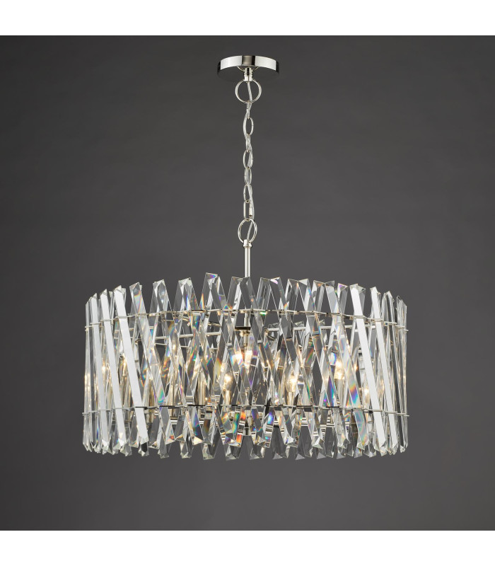 Entwine 8 Light Ceiling Pendant Polished Nickel and Crystal-8