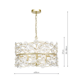 Fonda 3 Light Ceiling Pendant Satin Gold and Glass-2